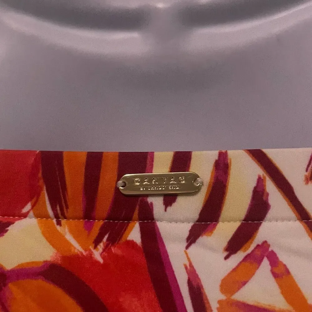 Lands End Canvas Size 4 One Piece Bikini Orange Pink